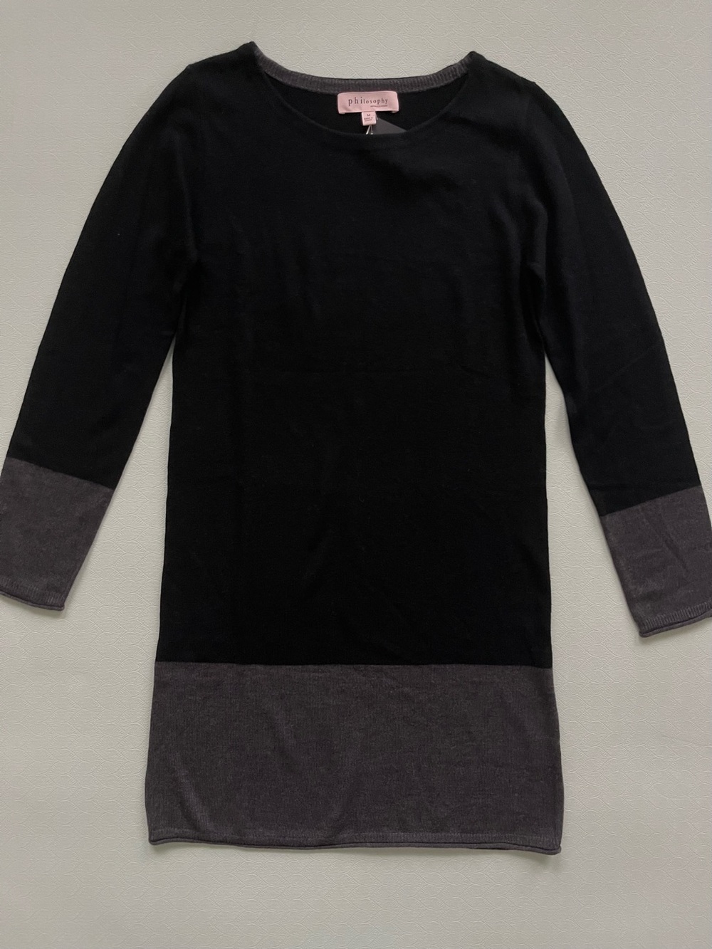 Philosophy Cashmere Blend Black/Grey Sweater Dress Sz M